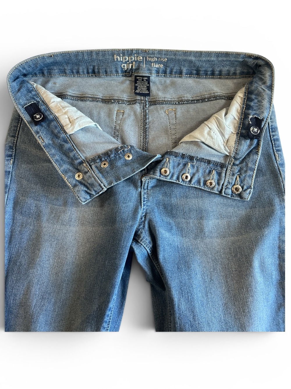 Hippie Girl Jeans Size 16 Blue Denim High Rise Flare Girls Jeans - Picture 5 of 6